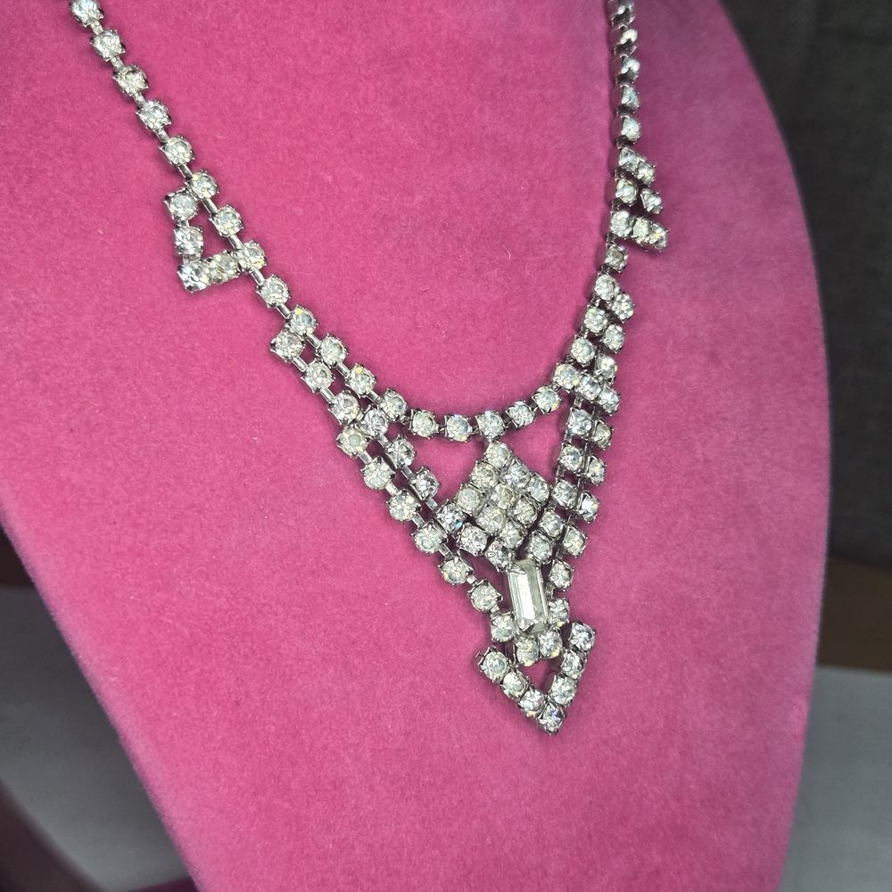 Vtg Rhinestone Necklace - Picture 2 of 4